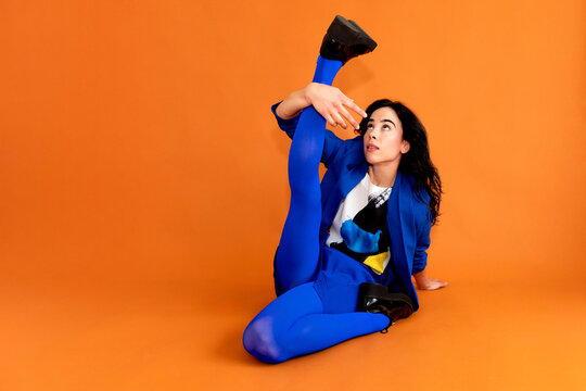 Woman stretching leg 