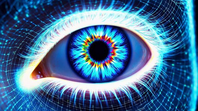 Digital eye with glowing patterns for creative digital media and web design