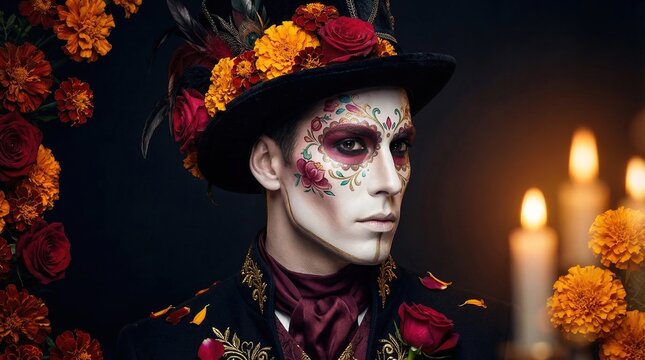 Intimate Day of the Dead Portrait Man Calavera Makeup