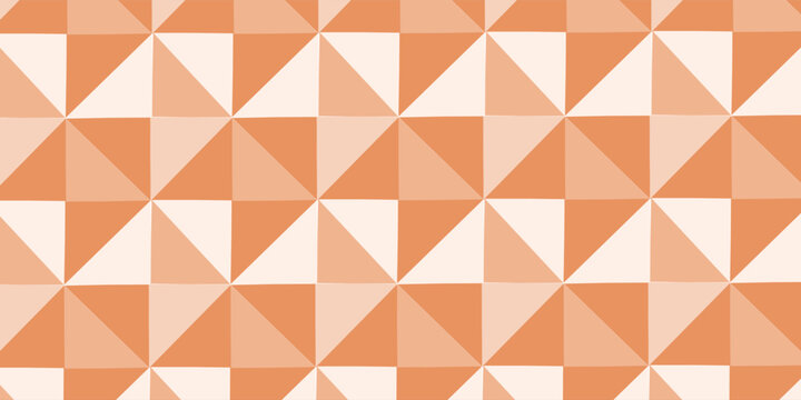 Apricot crush monochrome geometric seamless mosaic pattern with triangles, vector
