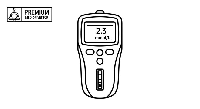 Blood Glucose Meter Icon: Digital Device for Diabetes Monitoring and Health Check