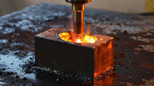 Metal casting process with molten metal symbolizing financial stability and economic growth