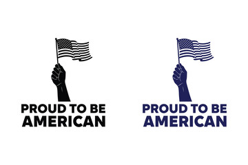 Obraz premium Proud to be american independence day usa silhouette with waving us flags
