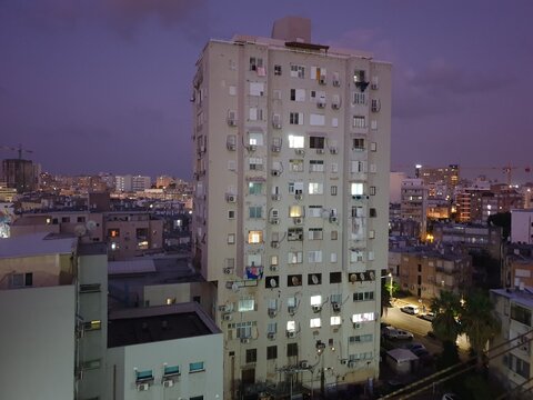 Top view of a building by night