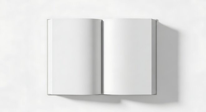 Open blank book with pages isolated on white background