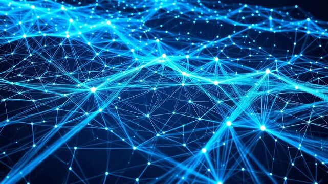 Abstract network of glowing blue nodes for engaging brand promotion and marketing