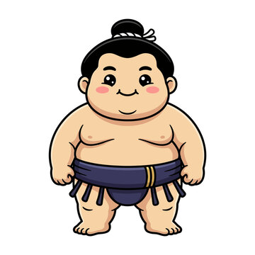 Chubby samurai stands proudly with a wooden sword in a vector illustration.
