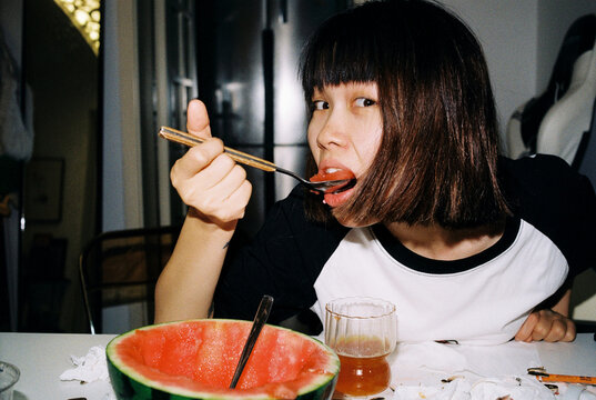 Caught in the act, lost in a watermelon moment