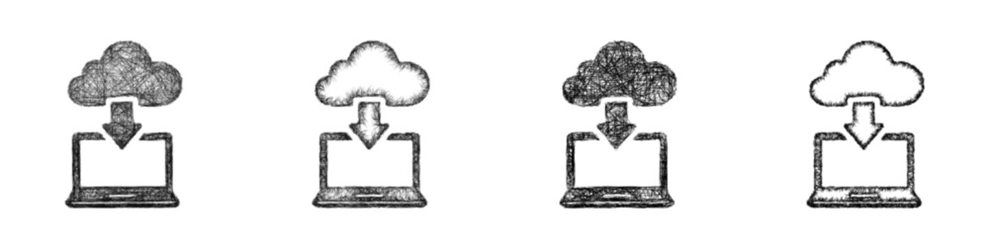 Sketch cloud deployment icon design set