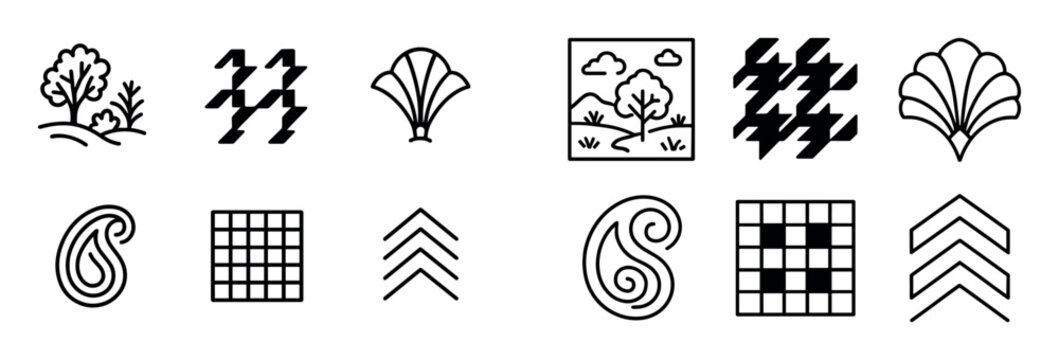 Nature icons with tree shell pattern outline