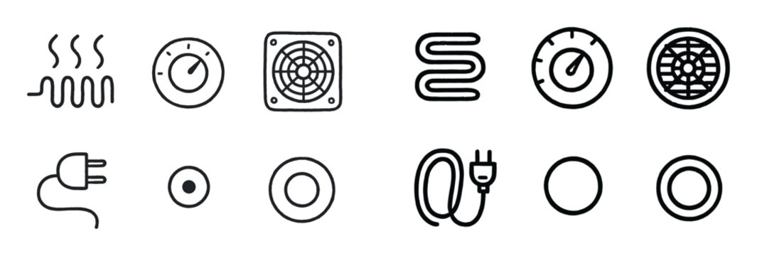Appliance icons with fan coil plug minimal