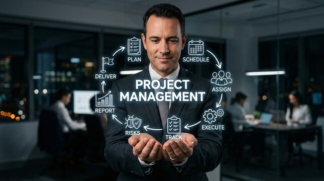 Professional illustrating key aspects of effective project management processes