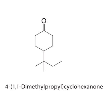 4-(1,1-Dimethylpropyl) cyclohexanone skeletal structure. ketone compound schematic illustration. Simple diagram, chemical formula.
