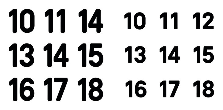 Typography icons with numbers digits modern