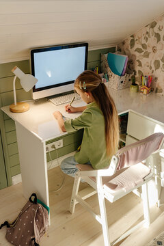 Home Study Routine with Writing Practice at Compact Desk