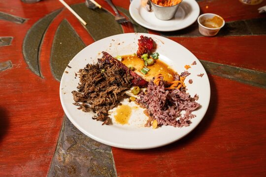 Partially Eaten Hawaiian BBQ Plate