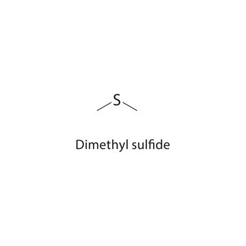 Dimethyl sulfide skeletal structure. sulfide compound schematic illustration. Simple diagram, chemical formula.