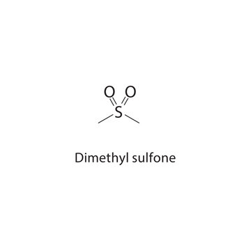 Dimethyl sulfone skeletal structure. sulfone compound schematic illustration. Simple diagram, chemical formula.