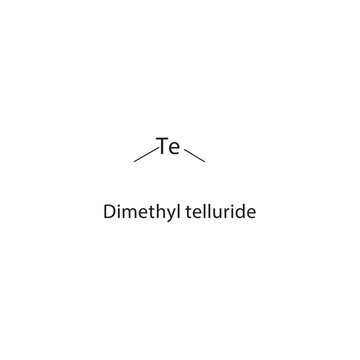 Dimethyl telluride skeletal structure. telluride compound schematic illustration. Simple diagram, chemical formula.