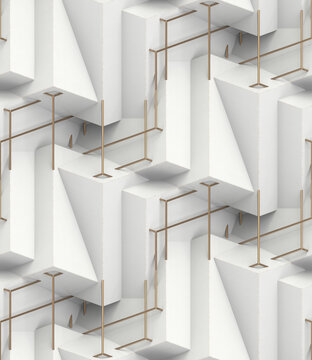 Architectural white construction with metal elements.