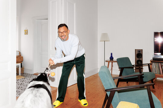 Owner and dog fun