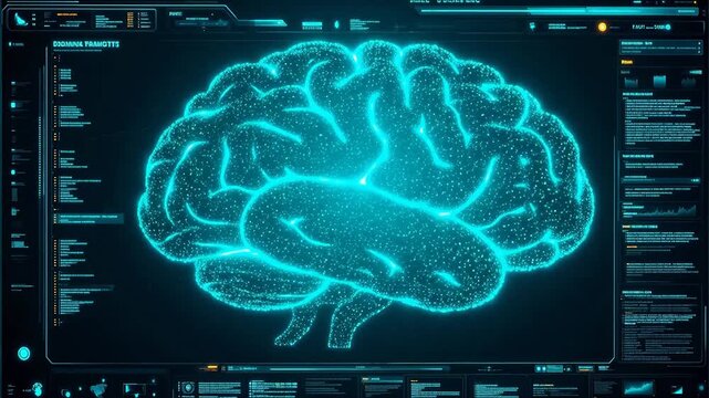 Digital brain interface display ideal for corporate presentations and B2B marketing