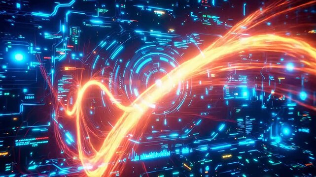 Futuristic digital circuit with glowing lines for engaging brand promotion and marketing
