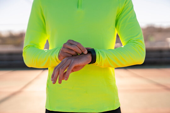Portrait of an athlete with an iWatch