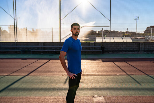 Portrait of a young man during his training