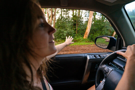 driver reaching hand out window