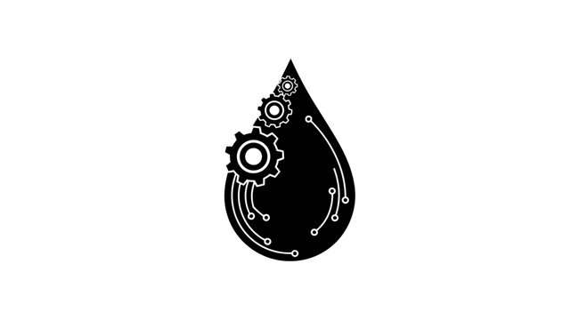 Black drop shaped gear icon.