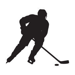 Fototapeta premium Black silhouette of an ice hockey player skating forward