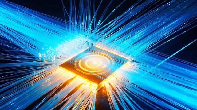 Fiber optic chip with glowing light emphasizing family bonds and togetherness