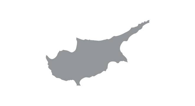 A grayscale silhouette depicts the island nation of cyprus showcasing its distinctive shape high quality professional