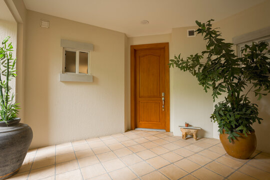 Main entrance of a modern house with elegant design