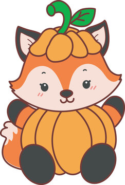 Cute set of Fox sticker with activity. Fox with variation of halloween theme