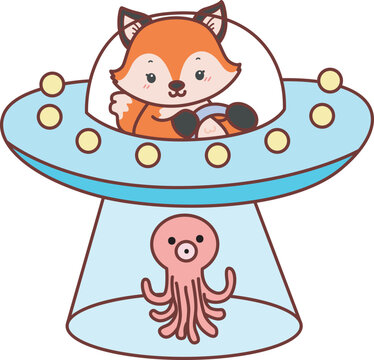 Cute set of Fox sticker with activity. Fox with variation of halloween theme