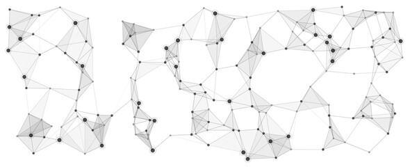 Abstract network plexus background with connecting dots and lines. Scientific polygonal mesh structure on white. Digital molecular connection pattern. Technology web design element vector  © sani