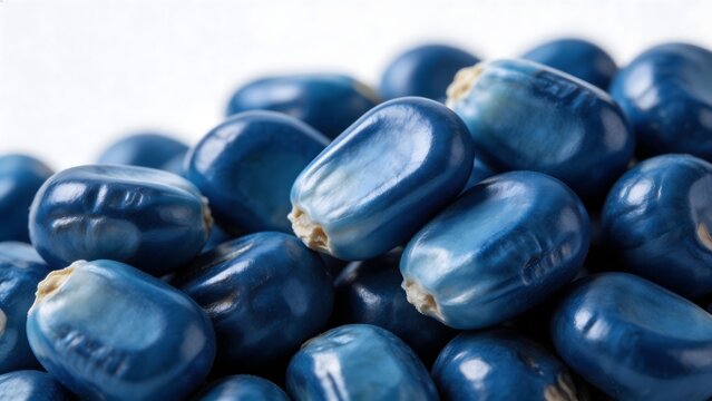 Blue corn kernels in closeup