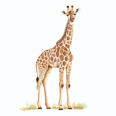 Obraz premium Giraffe Centre. Giraffe Centre hand drawn watercolor illustration on white background