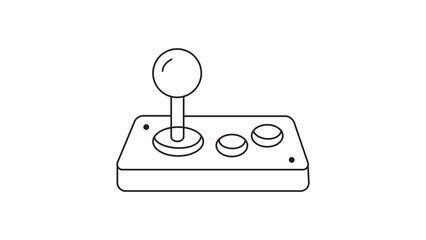 Retro Arcade Joystick Vector Icon with Editable Stroke. Minimalist black line illustration of a classic gaming controller with buttons on a white background for UI design and gaming apps. © MdAshedul