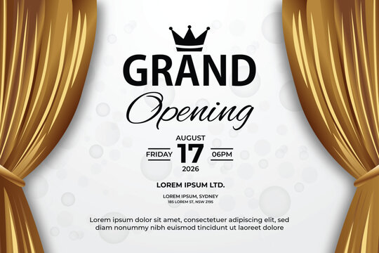 Elegant Grand Opening Business Opening Invitation Flyer Design with stage curtain