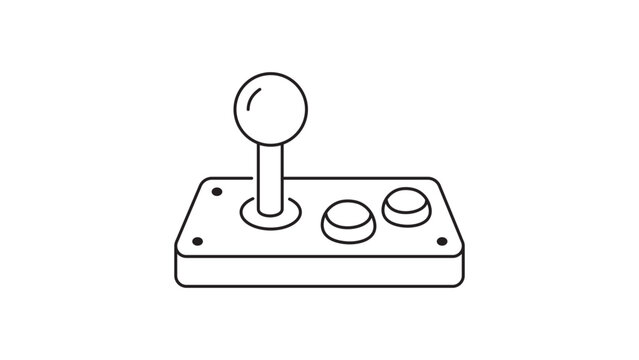 Minimalist Arcade Joystick Vector Icon with Editable Stroke. Retro Gaming Controller Illustration for UI Design, Gaming Apps, and Web Graphics. Clean Black Line Art on White Background.