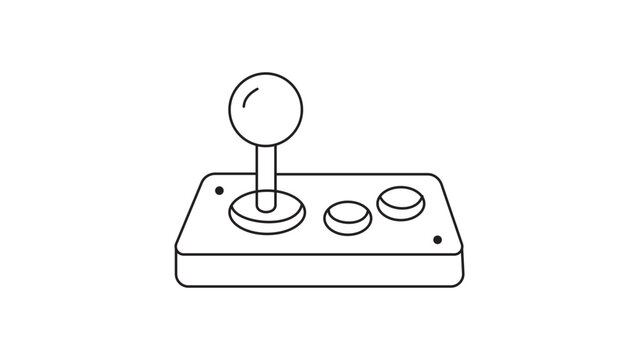 Retro Arcade Joystick Vector Icon with Editable Stroke. Minimalist black line illustration of a classic gaming controller with buttons on a white background for UI design and gaming apps.
