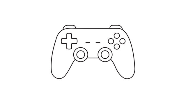 Modern Game Controller Vector Icon with Editable Stroke. Minimalist black line illustration of a gaming console gamepad for esports, video games, and digital entertainment design projects.
