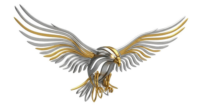 Golden and silver eagle in flight
