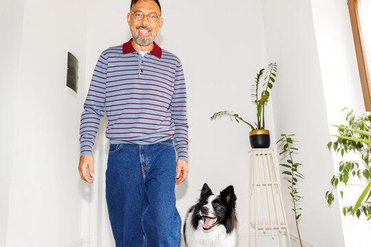 Handsome pet owner