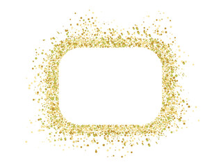 Fototapeta premium Shimmering gold frame border with magical sparkle effects, glittery sequins and festive confetti creating elegant Christmas background for luxury holiday designs.
