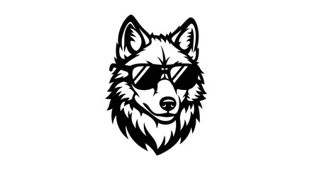 Fototapeta premium Cool wolf wearing trendy sunglasses illustration.
