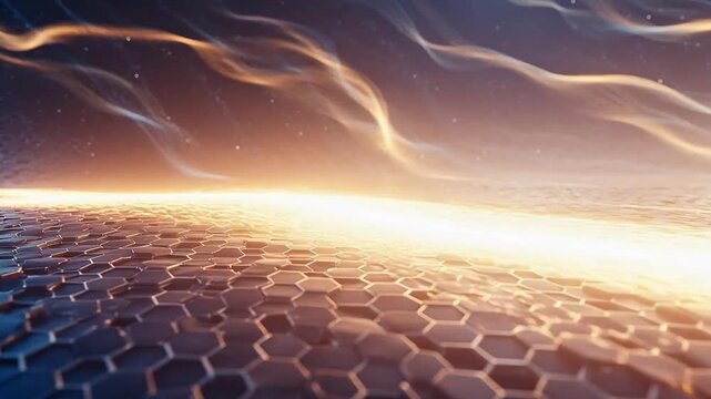 Abstract hexagonal pattern with glowing light for high-end commercial advertising